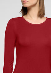 Lang armeliger Pullover mit Rundhalsausschnitt aus Stretch-Modal Perfect Line - Intensives Rot - Deep red | Oroblù