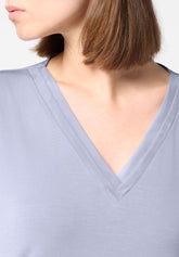 Top Scollo V in Modal Elasticizzato Perfect Line Modal - Azzurro Grigio - Crystal grey | Oroblù