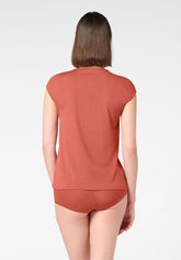 T-shirt Scollo V in Cotone e Modal Perfect Line Cotton - Terracotta - Terracotta | Oroblù